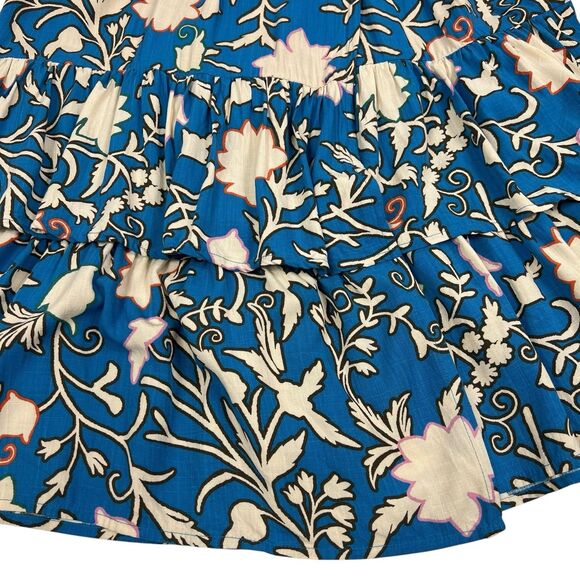 Knox Rose Blue Floral Boho Short Sleeve Tiered Hem Rayon Wrap Midi Dress Small - Picture 10 of 13